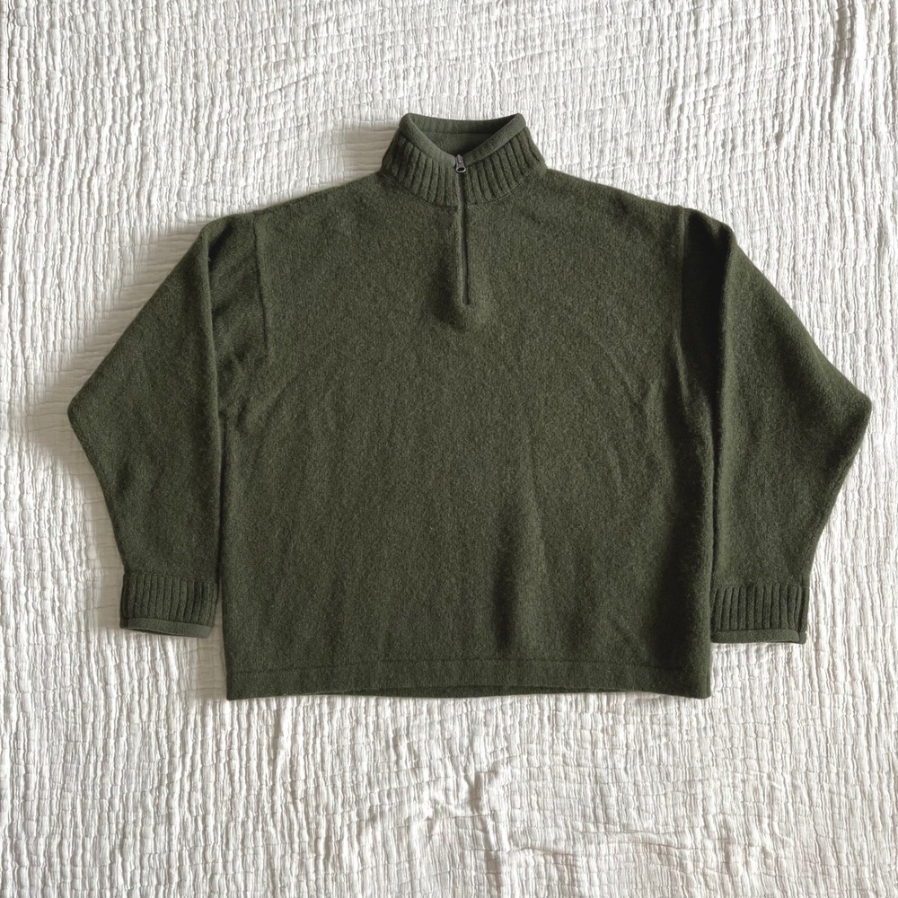 Woolrich 1/4 Zip Wool Sweater Pullover Mens Olive XL